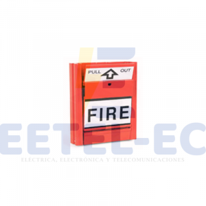 Estacion manual de incendio roja metalica